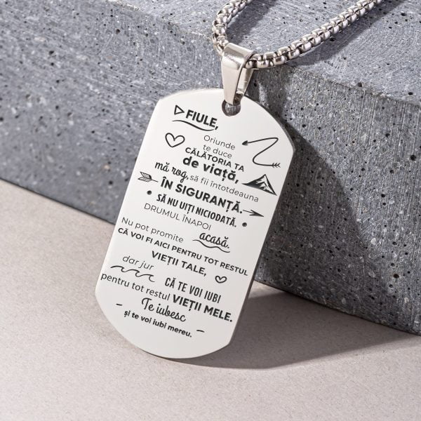 SILVER DOG TAG pentru fiul meu - cel mai important mod - RO