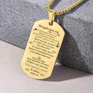 DOG TAG - PENTRU SOȚ - soț iubit - soț bătrân - Crăciun de aur